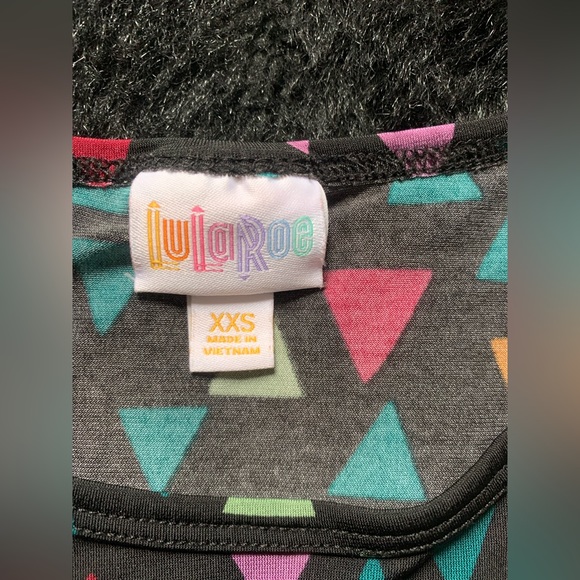 Women’s LulaRoe Black/Multicolor Shortsleeve High-Low Dress XXS PreOwned - Picture 6 of 11